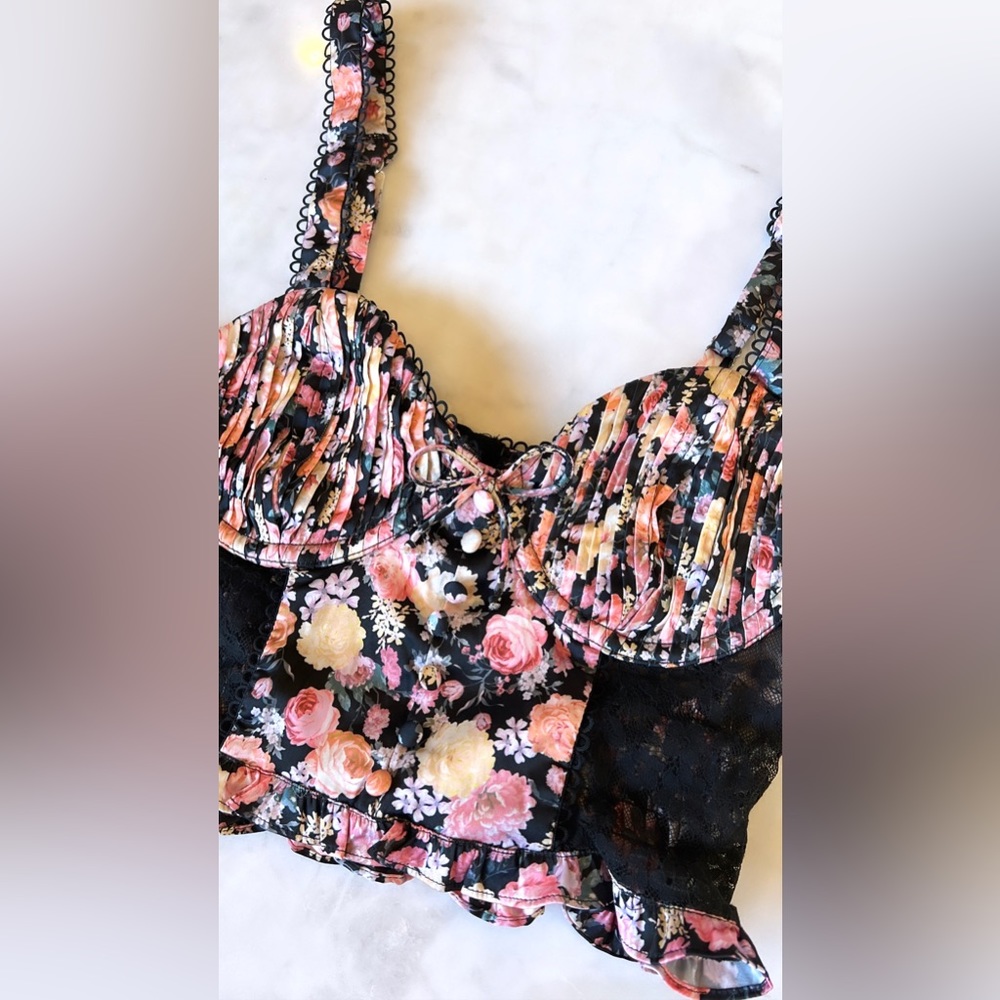 For Love & Lemons Black Gardenia Bustier